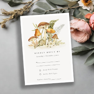 Rust Oranje paddenstoel Fern Fauna Wedding Rsvp Kaartje
