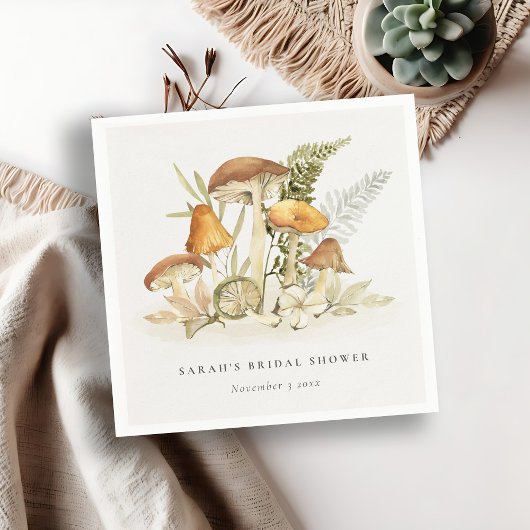 Rust Oranje paddenstoel Fern Foliage Vrijgezellenf Servet