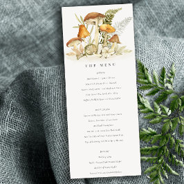 Rust Oranje paddenstoel Fern Foliage Wedding Menu Kaart