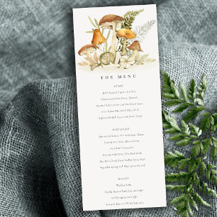 Rust Oranje paddenstoel Fern Foliage Wedding Menu Kaart