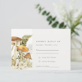 Rust Oranje paddenstoel Fern Foliage Wedding RSVP (Staand voorkant)