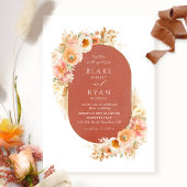 Rust Oranje Peach Blush en Cream Oval Weddenschap Kaart
