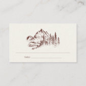 Rust Oranje Pine Bossen Mountain Sketch Wedding Plaatskaartje (Achterkant)