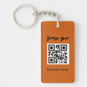 Rust Oranje QR Code Visitekaartje Uw Logo Sleutelhanger (Voorkant)