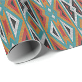 Rust Oranje Red Black Aqua Turquoise Mosaic Art Cadeaupapier (Rol Hoek)