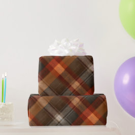 Rust Oranje Roest Bruine Klei Plaid Patroon Cadeaupapier