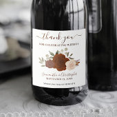 Rust Oranje Rozen Elegant Boho Wedding Bedankt Sparkling Wijnetiket