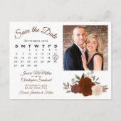 Rust Oranje Rozen Foto & Agenda Opslaan Datum Aankondigingskaart (Voorkant)