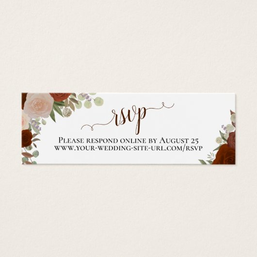 Rust Oranje Rozen Rustic Floral RSVP Online Kaart (Voorkant)