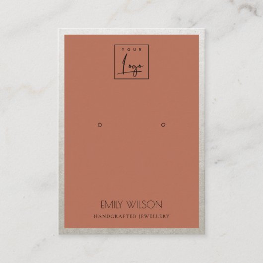 RUST ORANJE SILVER GRENS LOGO EARRING DISPLAY VISITEKAARTJE (Voorkant)