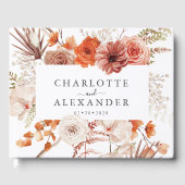 Rust Oranje Terracotta Floral Waterverf Wedding Gastenboek (Voorkant)