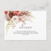 Rust Oranje Terracotta Floral Wedding Details Informatiekaartje (Voorkant)