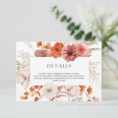 Rust Oranje Terracotta Floral Wedding Details Informatiekaartje (Staand voorkant)