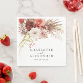 Rust Oranje Terracotta Palmetto Leaves Wedding Servet (Insitu)