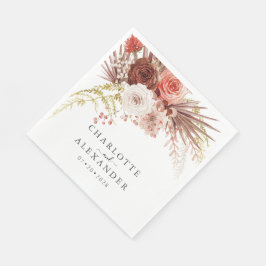 Rust Oranje Terracotta Palmetto Leaves Wedding Servet