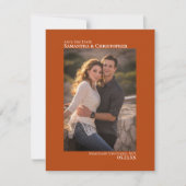 Rust Oranje Vertical Photo Minimalist Wedding Save The Date (Voorkant)