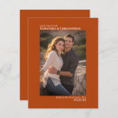 Rust Oranje Vertical Photo Minimalist Wedding Save The Date (Voorkant / Achterkant)