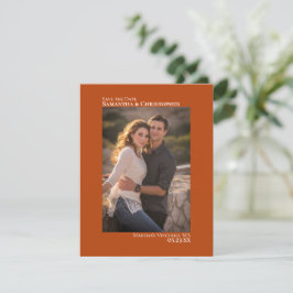 Rust Oranje Vertical Photo Minimalist Wedding Save The Date