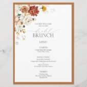Rust Oranje Waterverf Botanische Bridal Brunch Menu (Voorkant)