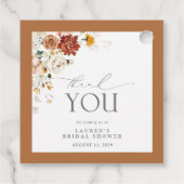 Rust Oranje Waterverf Floral Vrijgezellenfeest Bedankjes Labels (Achterkant)