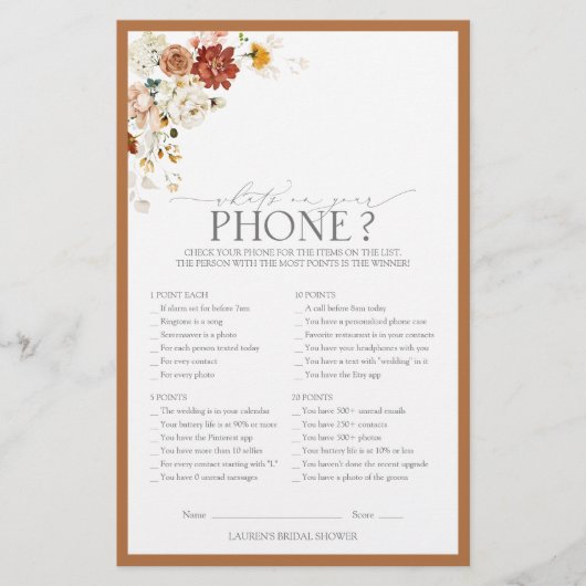 Rust Oranje Waterverf Floral Vrijgezellenfeest Gam (Voorkant)