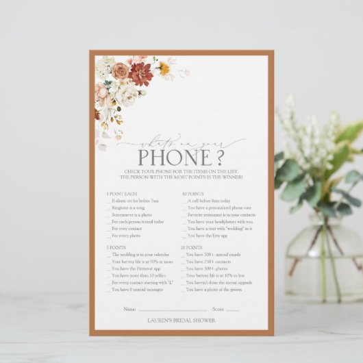 Rust Oranje Waterverf Floral Vrijgezellenfeest Gam (Staand voorkant)