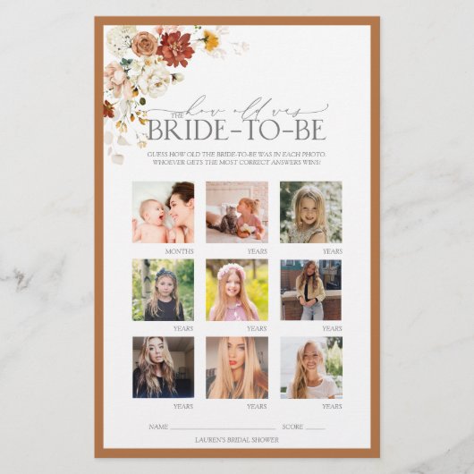 Rust Oranje Waterverf Floral Vrijgezellenfeest Gam (Voorkant)