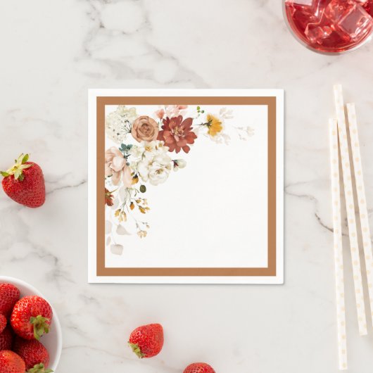 Rust Oranje Waterverf Floral Vrijgezellenfeest Servet (Insitu)