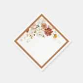 Rust Oranje Waterverf Floral Vrijgezellenfeest Servet (Hoek)