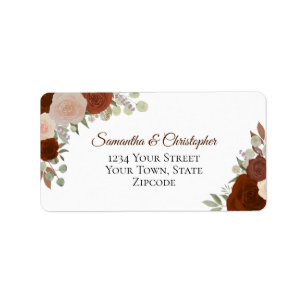 Rust Oranje Waterverf Rozen Chic Wedding Adres Etiket