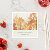 Rust Oranje Yellow Autumn Herfst Tree Baby shower Servet (Insitu)