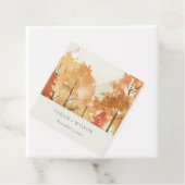 Rust Oranje Yellow Autumn Herfst Tree Wedding Bedankjes Labels (In situ)