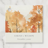 Rust Oranje Yellow Autumn Herfst Tree Wedding Bedankjes Labels (Voorkant)