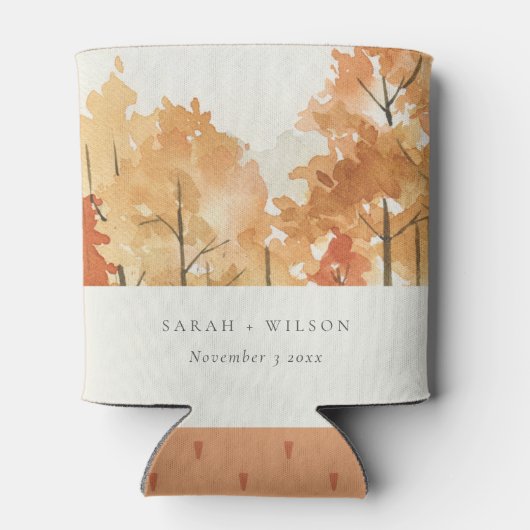 Rust Oranje Yellow Autumn Herfst Tree Wedding Blikjeskoeler (Achterkant)
