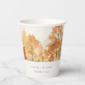 Rust Oranje Yellow Autumn Herfst Tree Wedding Papieren Bekers (Voorkant)