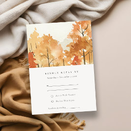 Rust Oranje Yellow Autumn Herfst Trees Wedding RSV Informatiekaartje