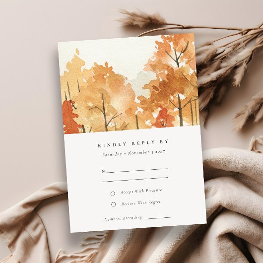 Rust Oranje Yellow Autumn Herfst Trees Wedding RSV RSVP Kaartje