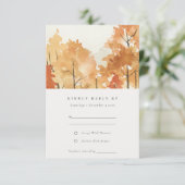 Rust Oranje Yellow Autumn Herfst Trees Wedding RSV RSVP Kaartje (Staand voorkant)