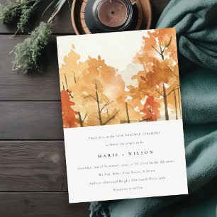 Rust Oranje Yellow Nahern Herfst Trees Vow Renewal Kaart