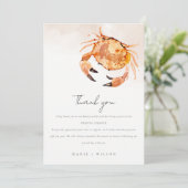 Rust Oranje Zand Kustkrab Nautical Wedding Bedankkaart (Staand voorkant)