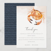 Rust Oranje Zand Kustkrab Nautical Wedding Bedankkaart (Voorkant / Achterkant)