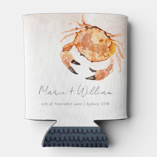 Rust Oranje Zand Kustkrab Nautical Wedding Blikjeskoeler (Achterkant)