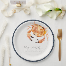 Rust Oranje Zand Kustkrab Nautical Wedding Papieren Bordje