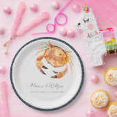 Rust Oranje Zand Kustkrab Nautical Wedding Papieren Bordje (Feest)