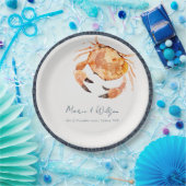 Rust Oranje Zand Kustkrab Nautical Wedding Papieren Bordje (Feest)