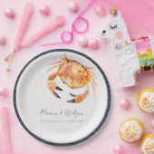 Rust Oranje Zand Kustkrab Nautical Wedding Papieren Bordje (Feest)