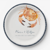 Rust Oranje Zand Kustkrab Nautical Wedding Papieren Bordje (Voorkant)