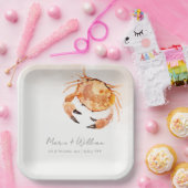 Rust Oranje Zand Kustkrab Nautical Wedding Papieren Bordje (Feest)