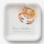 Rust Oranje Zand Kustkrab Nautical Wedding Papieren Bordje (Voorkant)