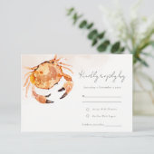 Rust Oranje Zandkrab Nautical Wedding R RSVP Kaartje (Staand voorkant)